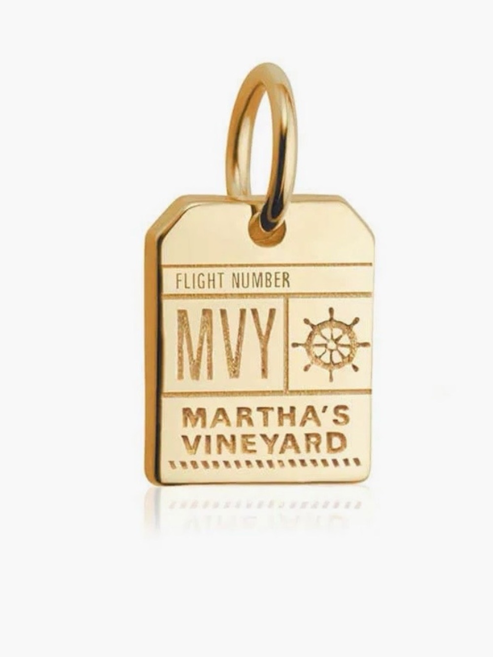 Jet Set Candy Martha's Vineyard MVY 14K Gold Tag Charm Pendant, Mini